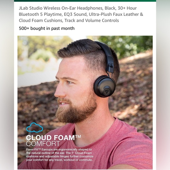 JLAB Studio Wireless On-Ear Headphones,30+ Hour Blutooth 5 Playtime,Track/Volume - Picture 2 of 8
